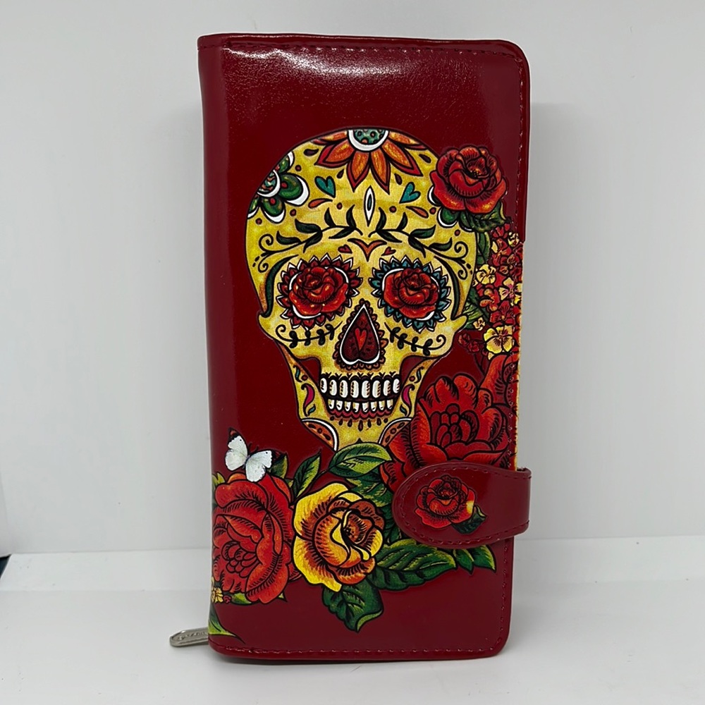 Shag Wear Canada Red Skull Candy Wallet GUC